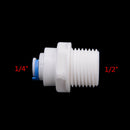 5Pcs 1/4" OD Tube - 1/2" Male Thread Straight RO Water Hose Quick Connector ME