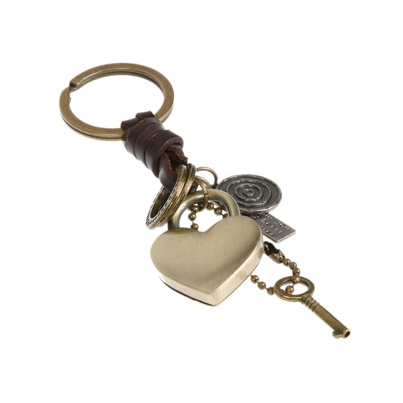 Men Love Heart Lock Charms Keychain Key Chain Ring Holder Pendant Jewelry A