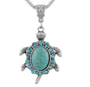 1PC Lovely Women Boho Turquoise Rhinestone Turtle Pendant Chain Necklace Jewelry