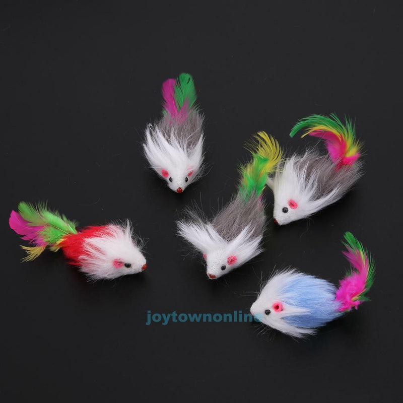 5PCS Soft Fleece False Mouse Cat Toys Colorful Feather Funny Playing Toys New