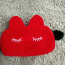 Portable Cartoon Pattern Cosmetic Bag Makeup Bags Pen Pencil Pouch Case Red