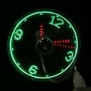 Mini USB Powered LED Cooling Flashing Real Time Display Clock Fan