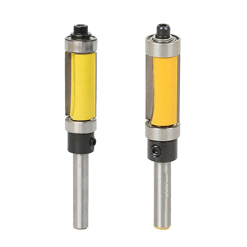 2pcs Solid Carbide Flush Trim Bearing Router Bits Set Woodworking Tool, 1/4 x