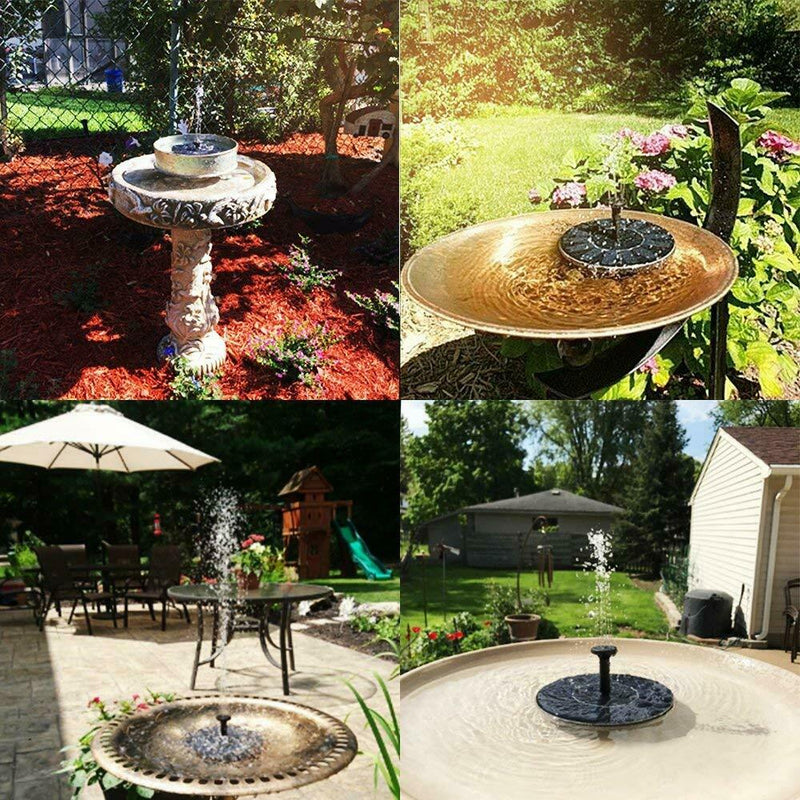 Bird Bath Fountain Solar-Powered Water Pumps Floating Outdoor Pond Garden Patio