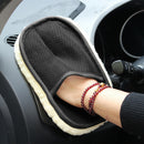 Plush Car Wash Glove Wool Furniture Washing Cleaning Brush Tool Black 15x25cm
