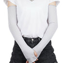 Fashion Women's Arm Warmer Cotton Long Fingerless Gloves Mitten (Grey)