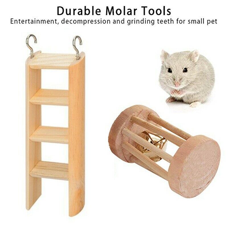 10 Pcs Set Hamster Chew Toys Natural Wooden Gerbils Rats Chinchillas Toys A