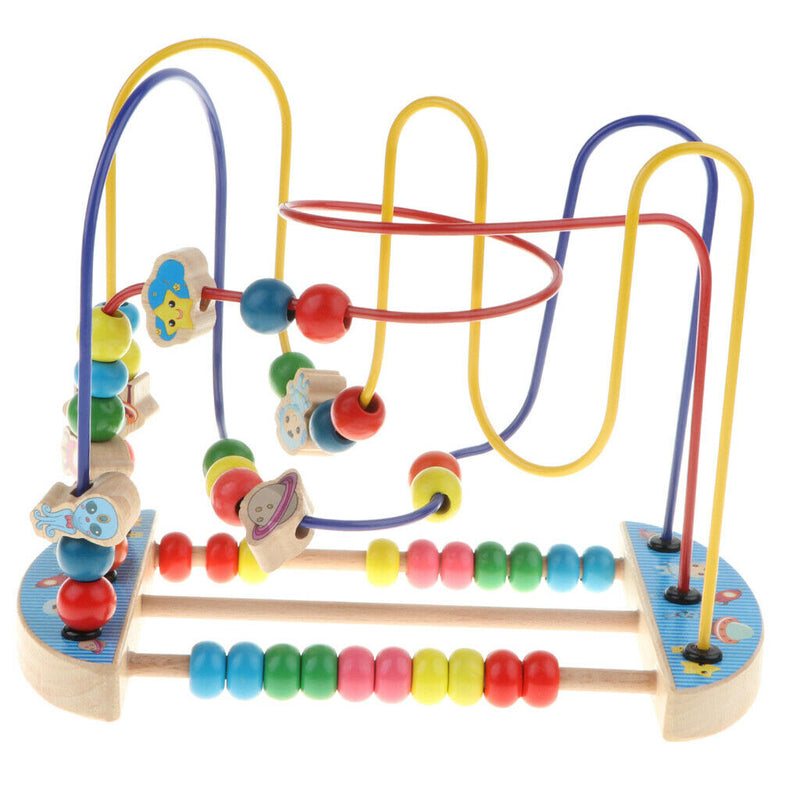 Wooden Space Bead Maze Roller Coaster, Activity Cube Educational Abacus Beads