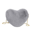 Heart Shaped Messenger Bag Women Girl Plush Shoulder Handbag (Dark Grey)