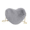 Heart Shaped Messenger Bag Women Girl Plush Shoulder Handbag (Dark Grey)