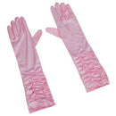 Pink Pleat Satin Long Bridal Gloves