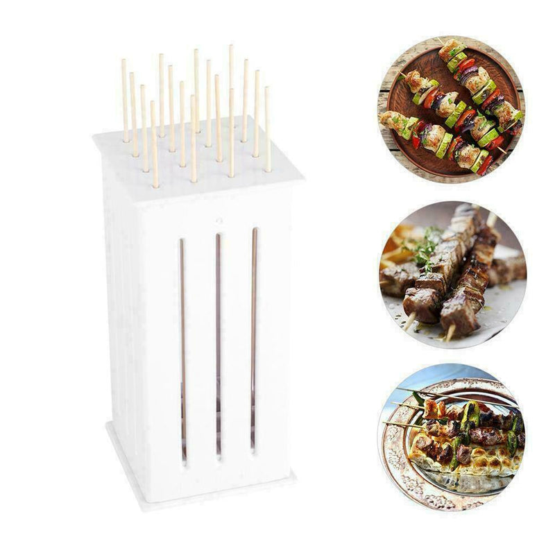 16-Holes Easy Barbecue Kebab Meat Maker Box Meat Grill 16 Skewers Bamboo Wi L6O2