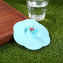 Claer Torx Silicone Cup Cover Leak Proof Cartoon Lid (Pink Blue Elephant) A