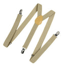 Unisex Clip on Suspender Elastic Y-Shape Back Formal Adjustable Braces, kha