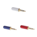 3Pcs Male 3.5mm 1/8" Mini Audio Plug Stereo Adapter Soldering Blue + Red + White