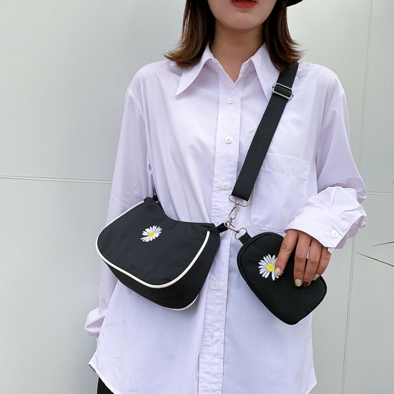 Daisy Underarm Shoulder Bag Multi-function Women Messenger Handbag (Black)