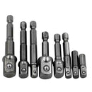 8PCS Socket Bits Adapter Set Hex Drill Nut Driver Power Shank 1/4" 3/8" 1/2