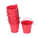 10Pcs Mini Buckets Candy Favours Pails Buckets Gifts,Red