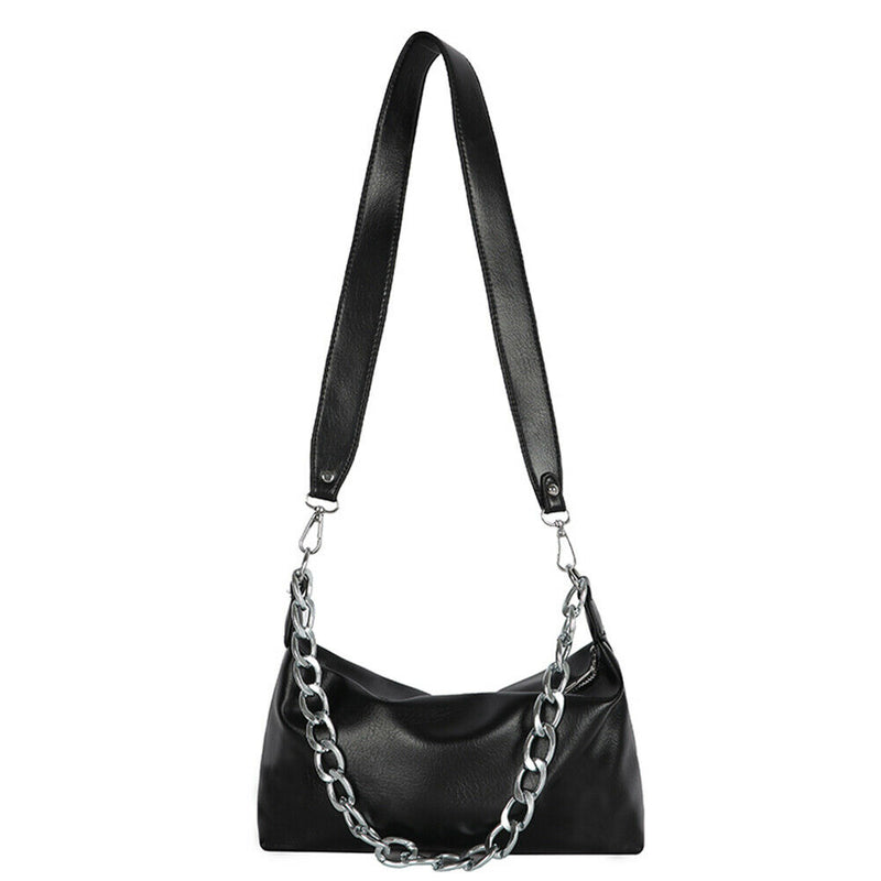Women Solid Color Crossbody Shoulder Bag PU Chain Lady Travel Messenger Satchel