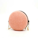 Small Round Messenger Bags Women Plush Shoulder Chain Handbags (Orange)
