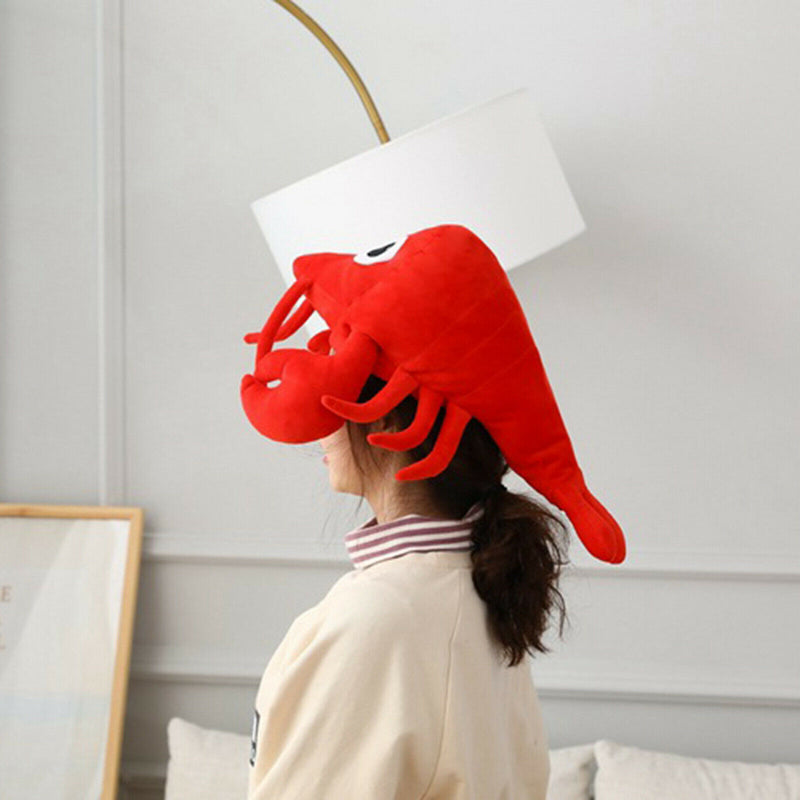 Cute Girls Hat Plush Lobster Hat Earflap Animal Cap Head Warmer Selfie Tools
