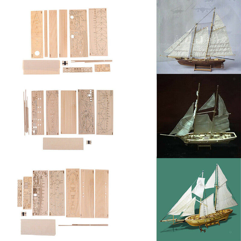 Handmade DIY Building Kits Boats Wood Sailboat Sailing Ship Puzzles Toys