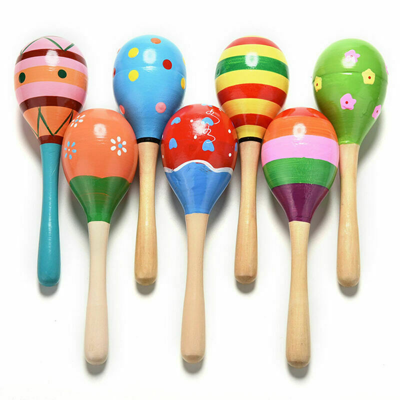 Wooden Maraca Wood Rattles Kids Percussion Musical Hand Shaker-Toys Instrum X8J5
