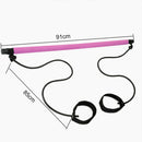 Gym Portable Pilates Bar Stick with Resistance Band for Home Sports (Pink) A