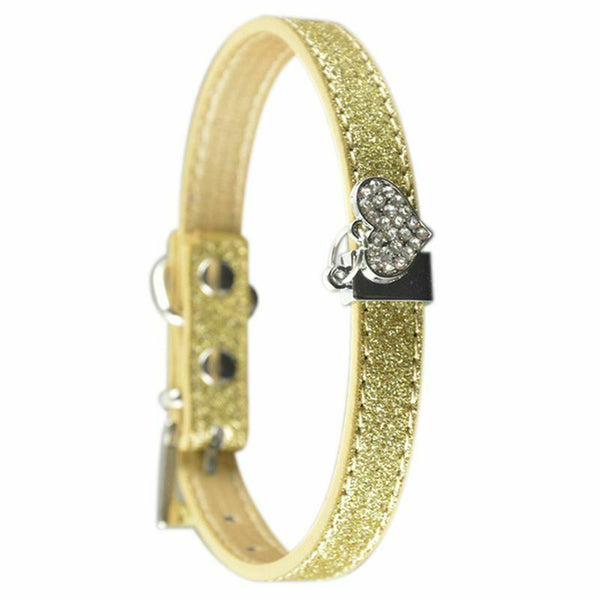 Bling Rhinestone Crystal Leather Pet Collars Adjustable Cat Collar with Hea Y2V8