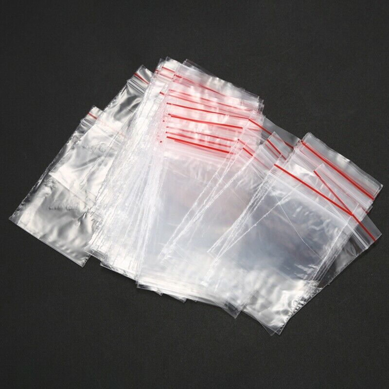 Clear Grip Self Press Seal Resealable Polythene Zip Lock Plastic Jewelry 100M9C7