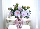 1Stem Artificial Peony Silk Flowers Bouquet 1 Flower 1 Bud Arrangements Pink