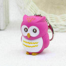 Cute Owl Keyring with LED Lights and Hooting Sound Novelty Key Rings Nice K X1A9