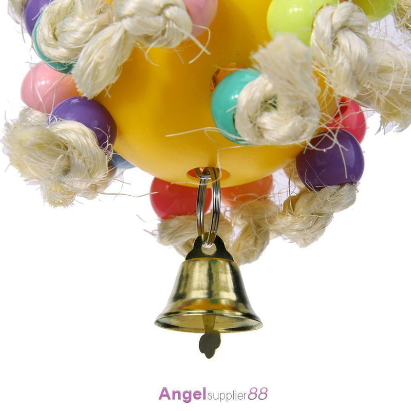 Bird Parrot Cage Hanging Swing Chew Toys Cockatiel Budgie Colorful Ball Perches