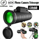 40X60 Zoom Optical HD Lens Monocular Telescope+ Tripod+ Clip For Universal Pho&+