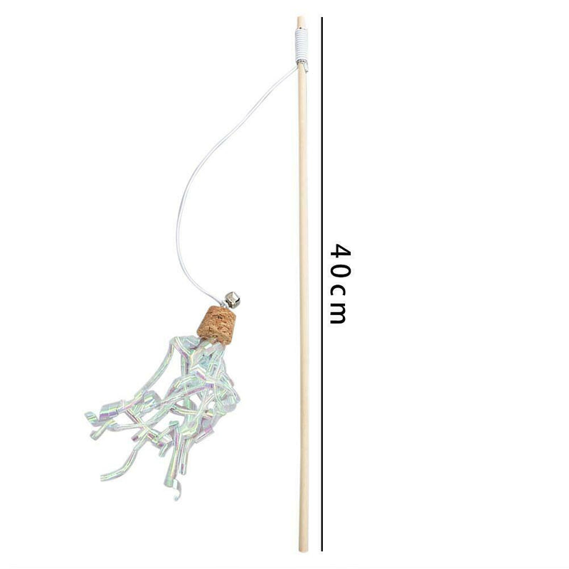 Wood Cat Wand Stick Teasing Pole Ribbon Retractable Head Change Pet Product