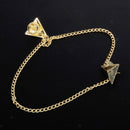 2pcs Punk Golden Tone Decor Chain Collar Clip Brooch Pin Pendant Necklace Gift
