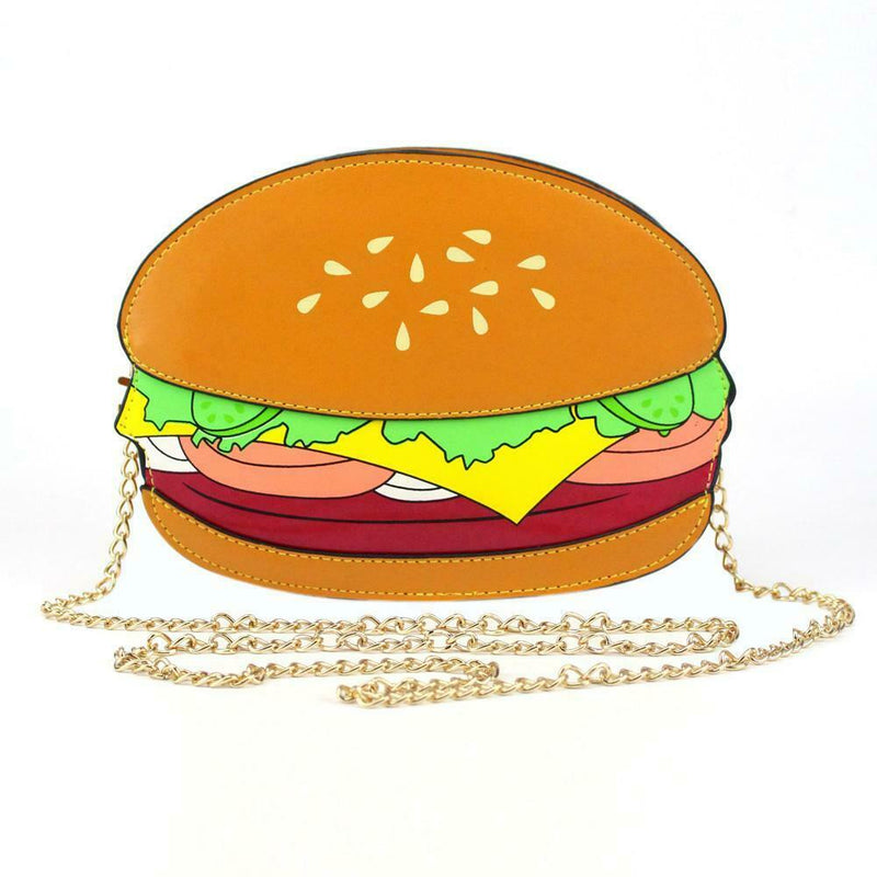 Woman Cupcake PU Chain Bag Popcorn Fries Crossbody Messenger Bag (Hamburger