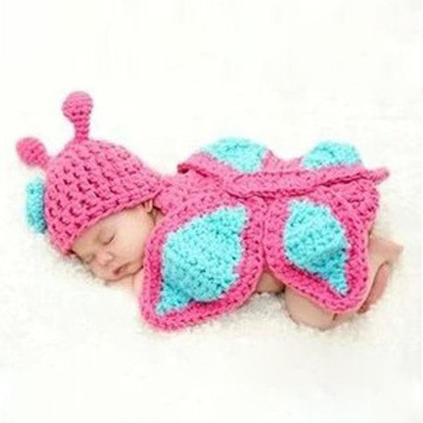 Baby Newborn 0-9M Knit Crochet Handmade Butterfly Clothes Photo Outfits Sets New