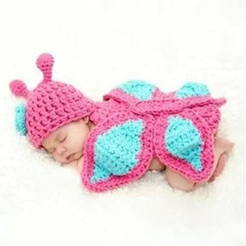 Baby Newborn 0-9M Knit Crochet Handmade Butterfly Clothes Photo Outfits Sets New
