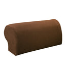 2Pcs Brown Elastic Sofa Armrest Covers Armchair Slipcovers &100Pcs Pins
