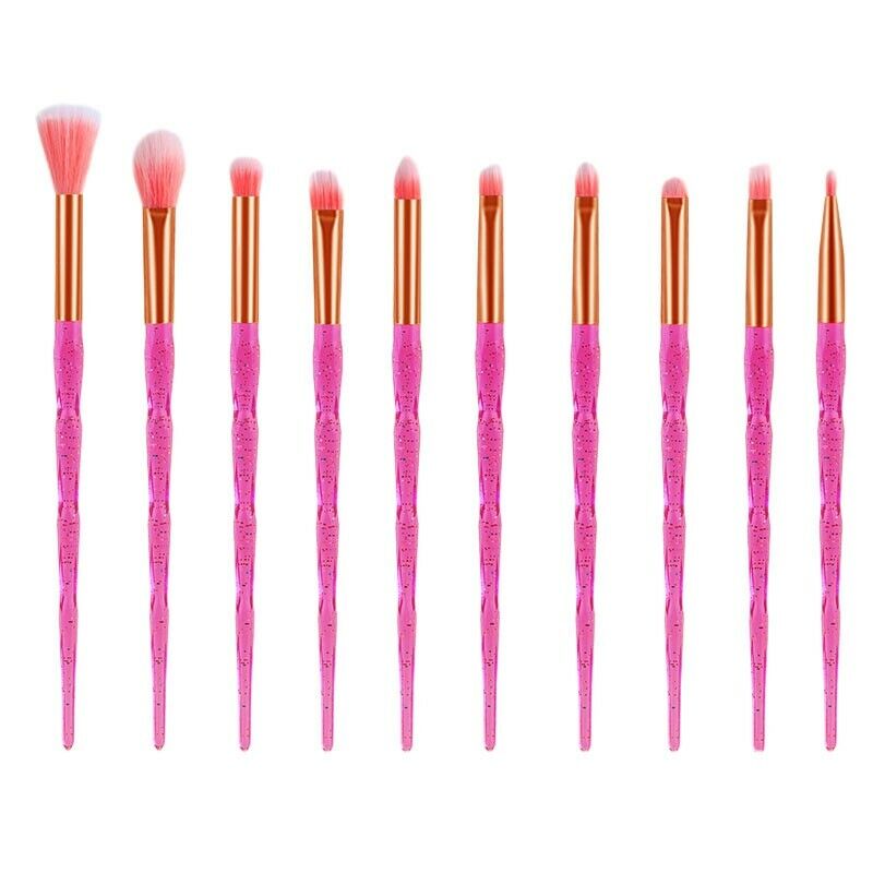 10Pcs Diamond Handle Makeup Brushes Set Crystal Spiral Handle Foundation Bl J6Z9