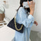 Casual Printed Women Handbag Totes PU Chain Underarm Shoulder Bags (Black) A