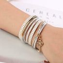 Unisex Fashion Electroplate Multicolor PU Bracelet Decoration Gift(White) A