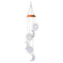 Solar LED Sun Moon Wind Chimes Light Outdoor Color Changing Hanging Lamp