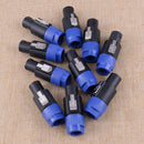 10Pcs Speaker Connector Male Plug 4 Pin 4 Pole Speakon Connector Blue Ring