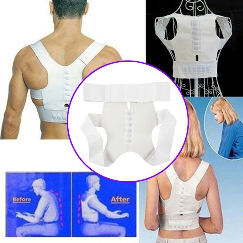 Body Shaper Adjustable Magnetic Posture Support Corrector Back Pain Shoulde D4R8