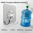 10x Powerful Wall Hook, Heavy Duty Adhesive Hooks(11 lb Max) Reusable Seamless