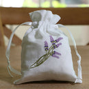 2x Small White Drawstring Gift Bag Cotton Cloth Jewelry Pouch Wedding Embroidery