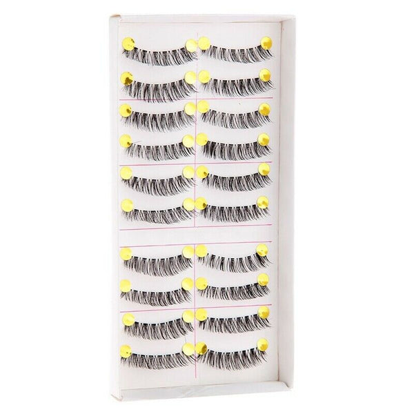 10 pairs of false eyelashes long fiber reusable Eyelash eyes makeup H9E7
