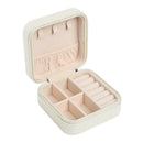 Portable Earrings Rings Storage Box PU Leather Jewelry Display Case (White) A